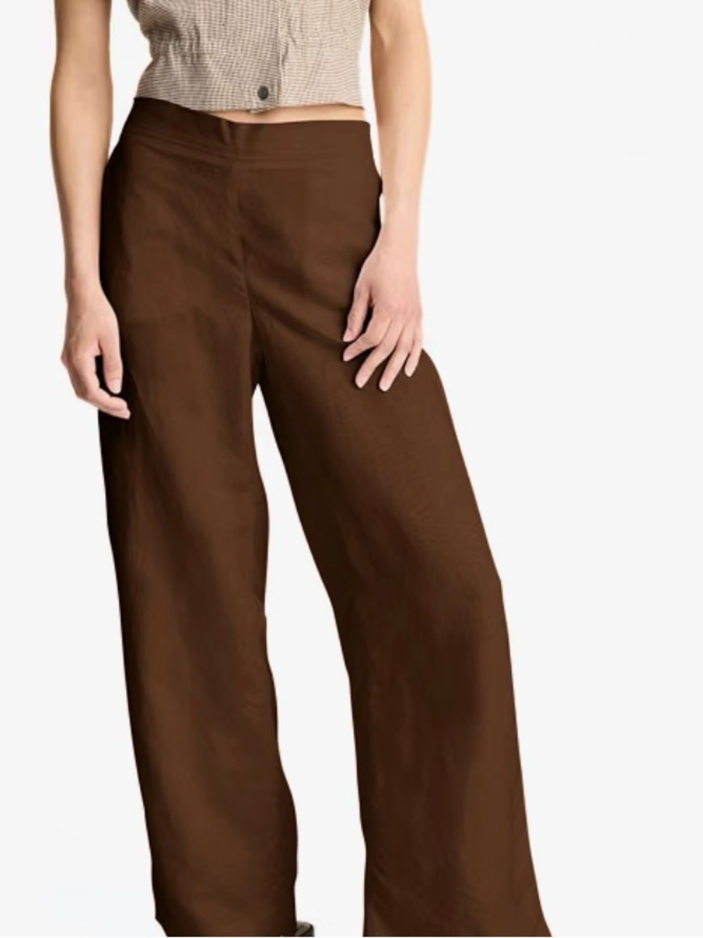 Auden Wide-Leg High-Rise Brown Trousers